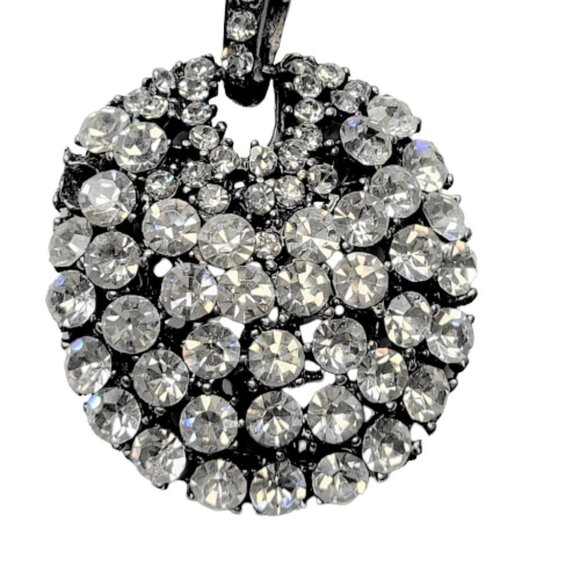 Crystal Glitter Pendant Necklace, Long Silver Tone Necklace - Picture 1 of 13